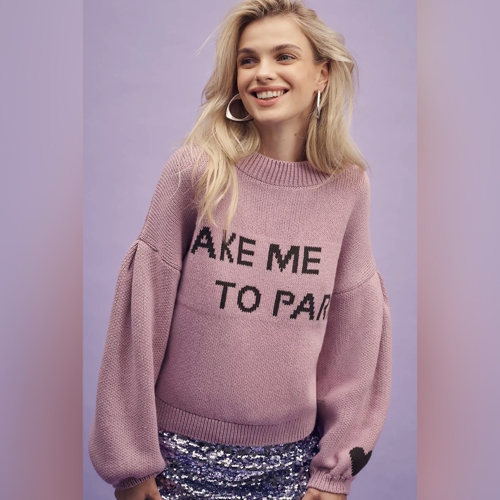 Anthropologie Maeve - Maeve Graphic City Sweater Take Me To Paris - S